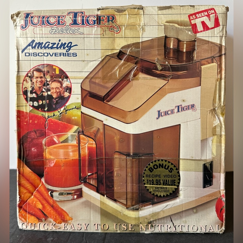 Vintage JACK LA LANNE Juice Tiger Delux JTD-1001 Fruit Veggies Extractor Juicer